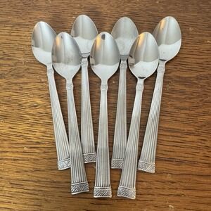 Cambridge Stainless Steel Tea Spoons Set of 7 Modern Ribbed Handle